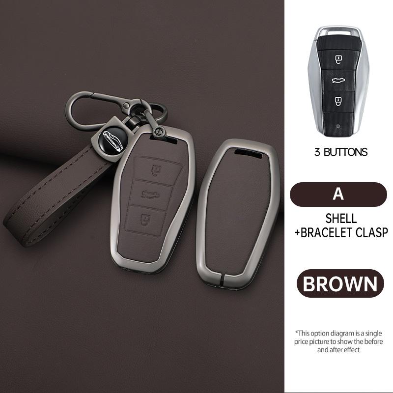 Zinc Alloy Car Key Case For Jac Js8 Sehol Qx X8 A7 E10X Js6 Sei 6 Prosol Qx Remote Cover Shell Keychain Holder Auto Accessories