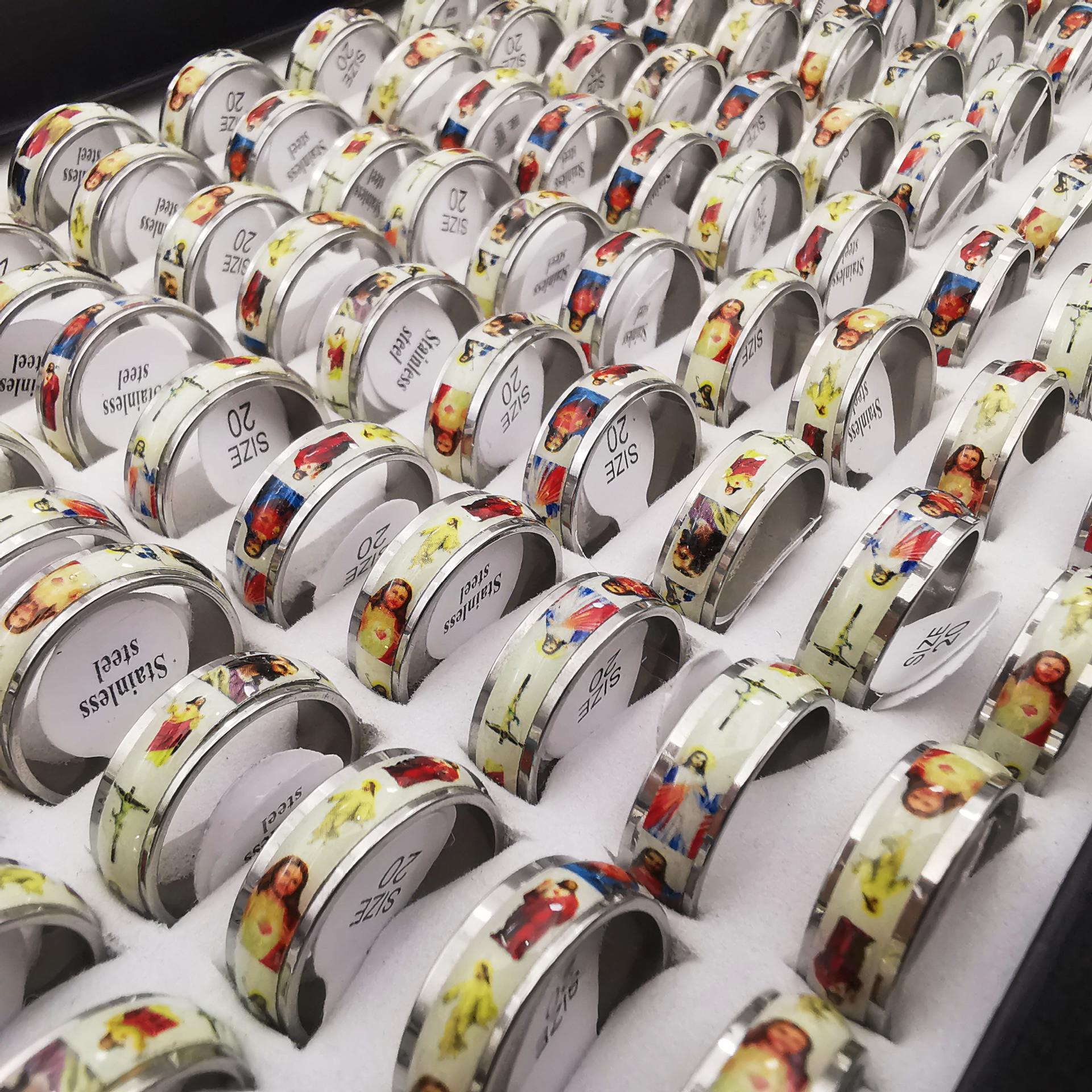 

10 шт. Кольцо из нержавеющей стали в национальном стиле, с эффектом ночного свечения, кольцо для пальца