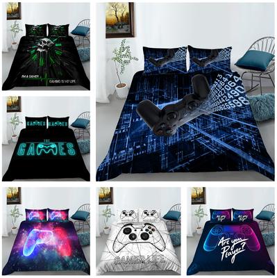 3D Game Controller Pattern Bedding Set Double Bed Quilt Cover Pillowcase Home Bedding AUKing Full Size Home Decoration