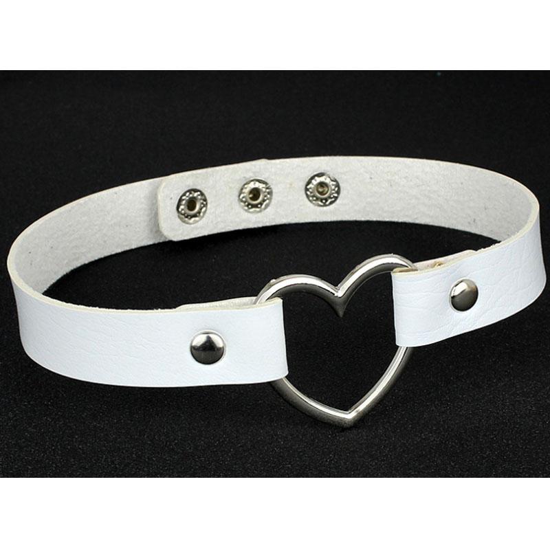 1 Collar Punk Round Gothic Goth Choker Harajuku Lovely PU Leather Neck Buckle Rivet Belts Love Heart Garters For Women Plus