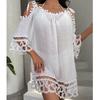 Spalline in pizzo traforato Copricostume da bagno con protezione solare in tinta unita alla moda sexy