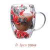 250/350ml Double Wall Coffee Mug With Handles Clear Milk Cups Gifts High Borosilicate Glass Cup Fill Simulated Flowers Teacup