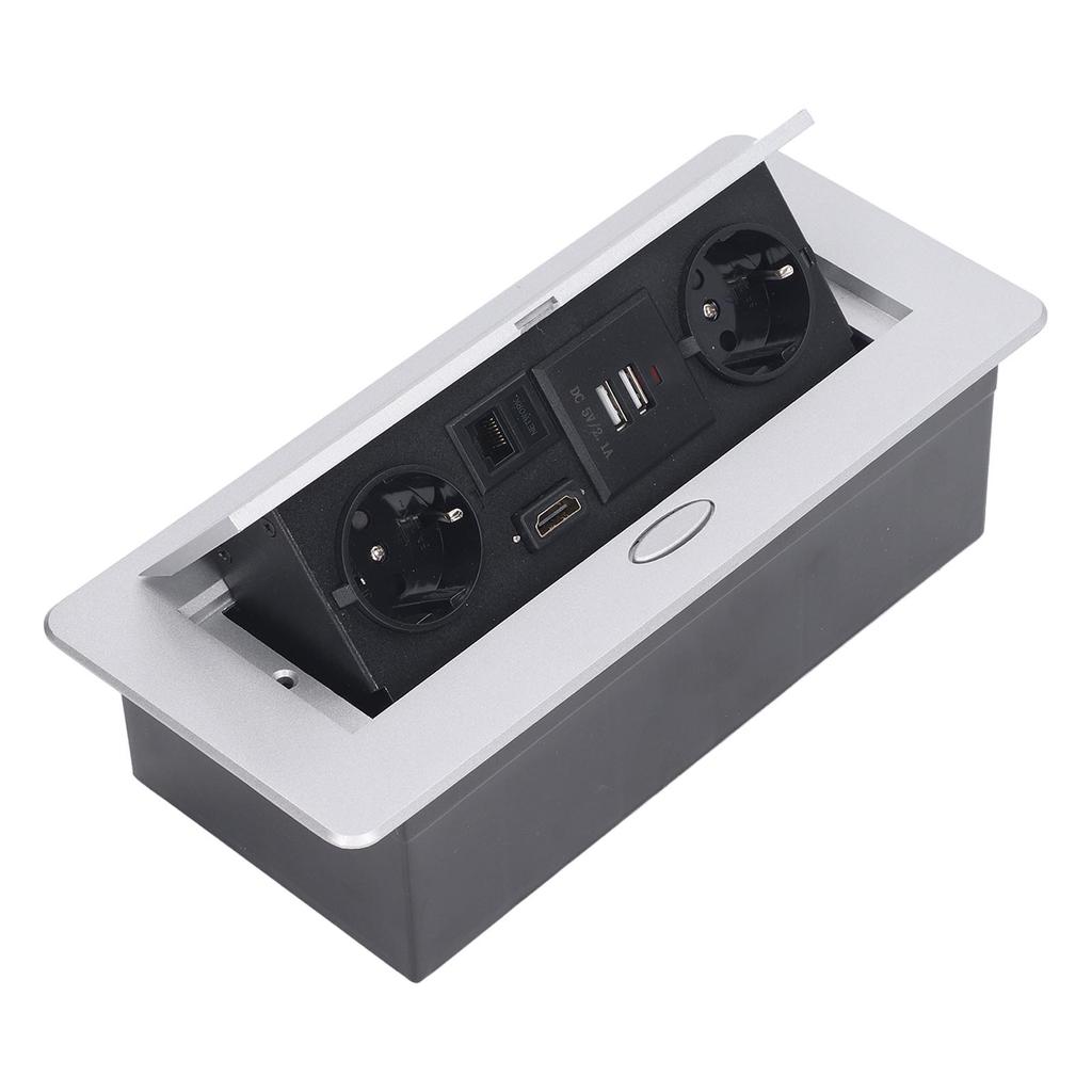Desktop Socket 16A Power Strip Table Connection Box Dual USB EU Standard AC 250V Welding Free for Of