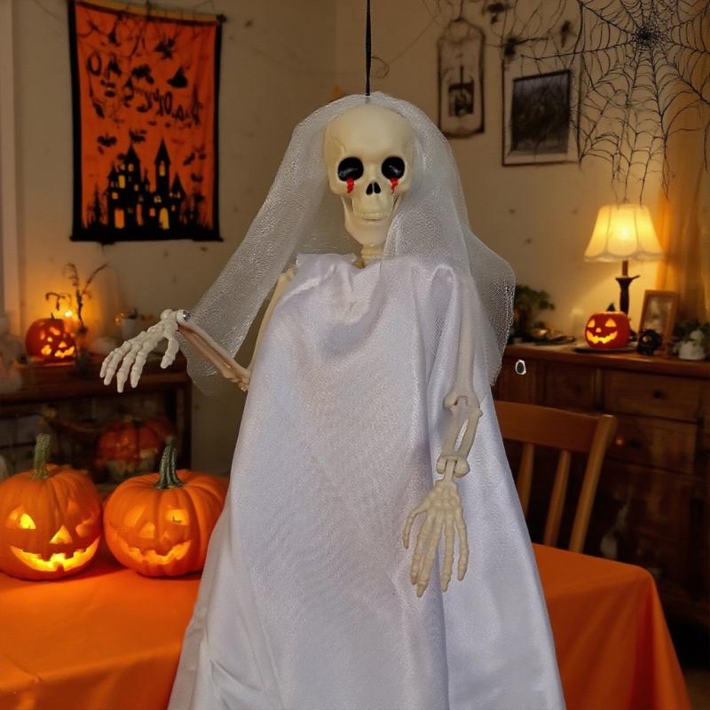 Gruselige Halloween-Geisterdekorationen für Garten und Veranda – DIY-Spukhaus-Partyzubehör – Einfach aufzuhängen – Wetterfestes Skelett-Design
