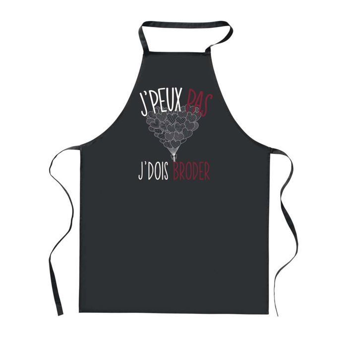 Tablier de cuisine - PLANETEE - J'peux Pas Broder - Noir - 90x60 cm - Impression France