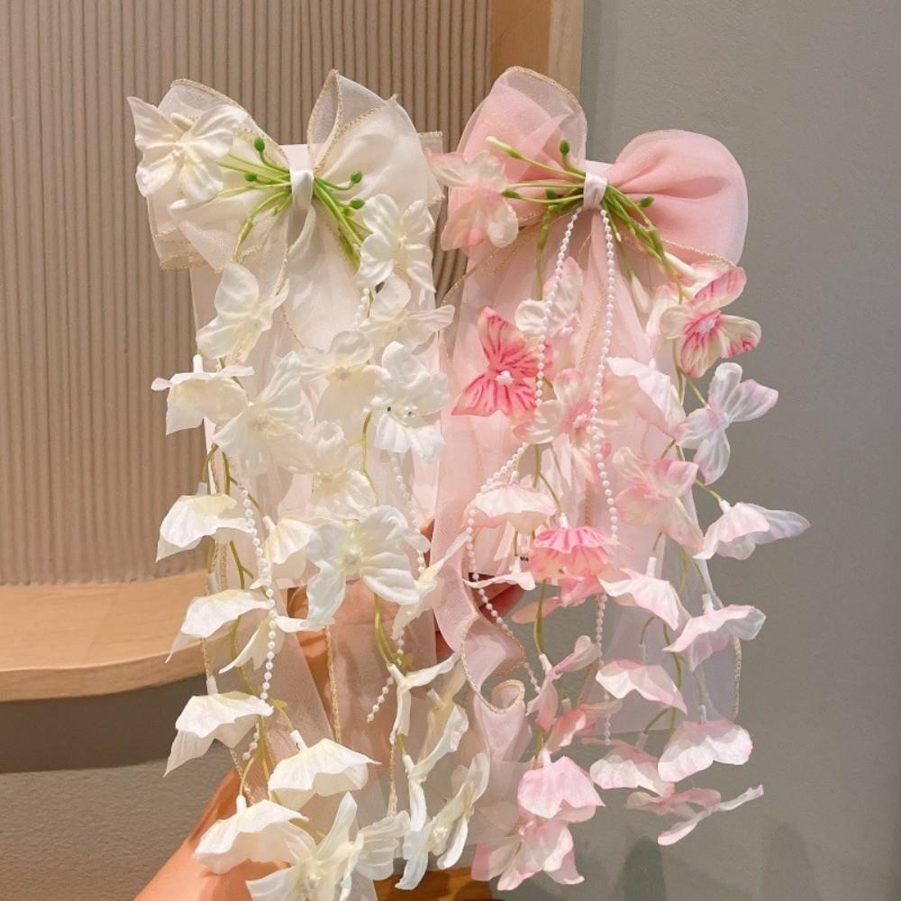 Mesh-textiled Jumbo Organza Bowknot Beaded-streamer Tulle Ribbon Streamers Toddlers