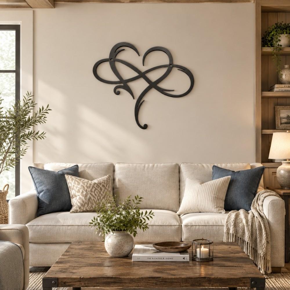 Black Iron Heart Wall Decor Metal Infinity Heart Decor Perfect Heart Wall Art  Modern Home