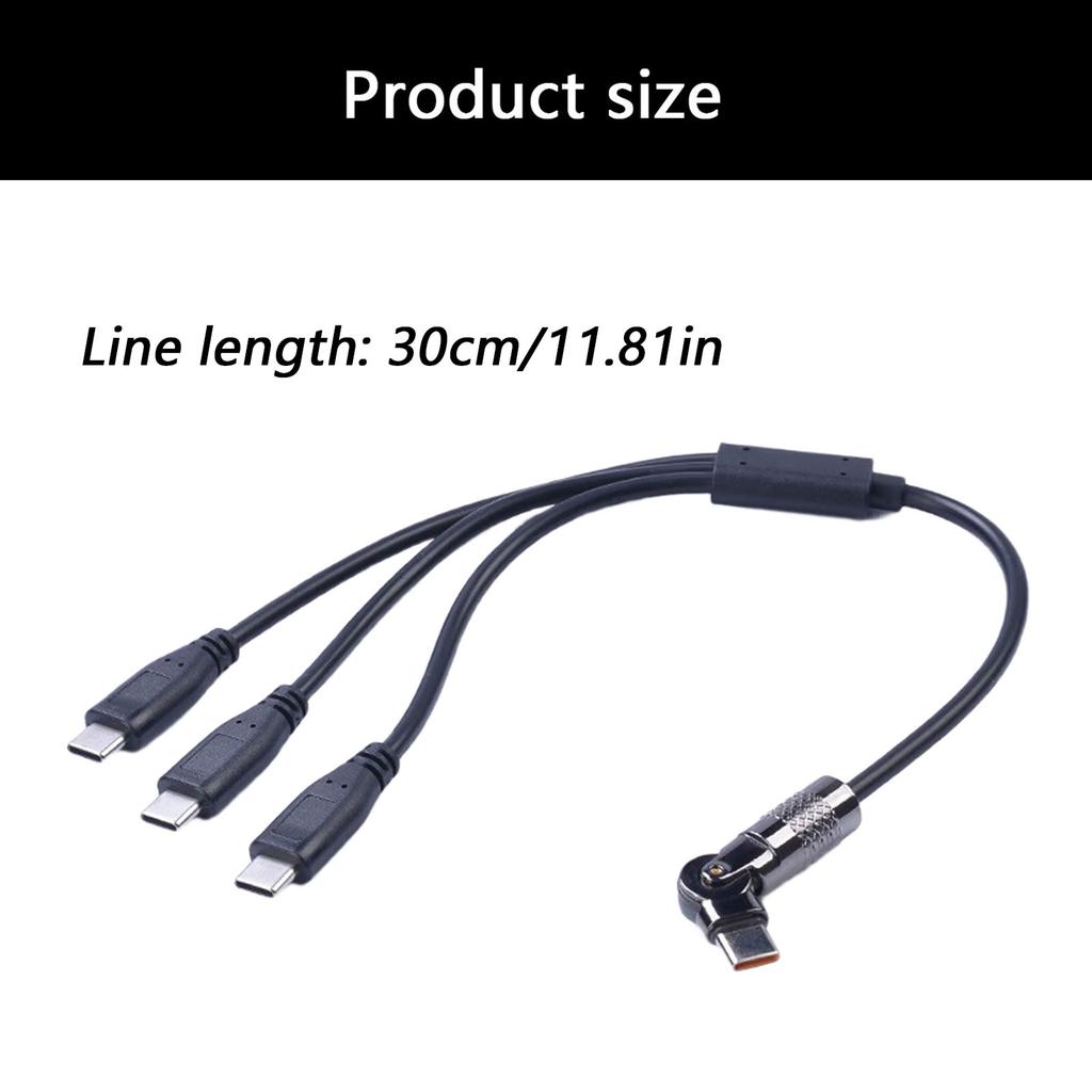 USB C 1 Male to 3 Male Splitter Data Transfer Charging 180 Degree Rotation Extender Splitter Cable for Smartphone
