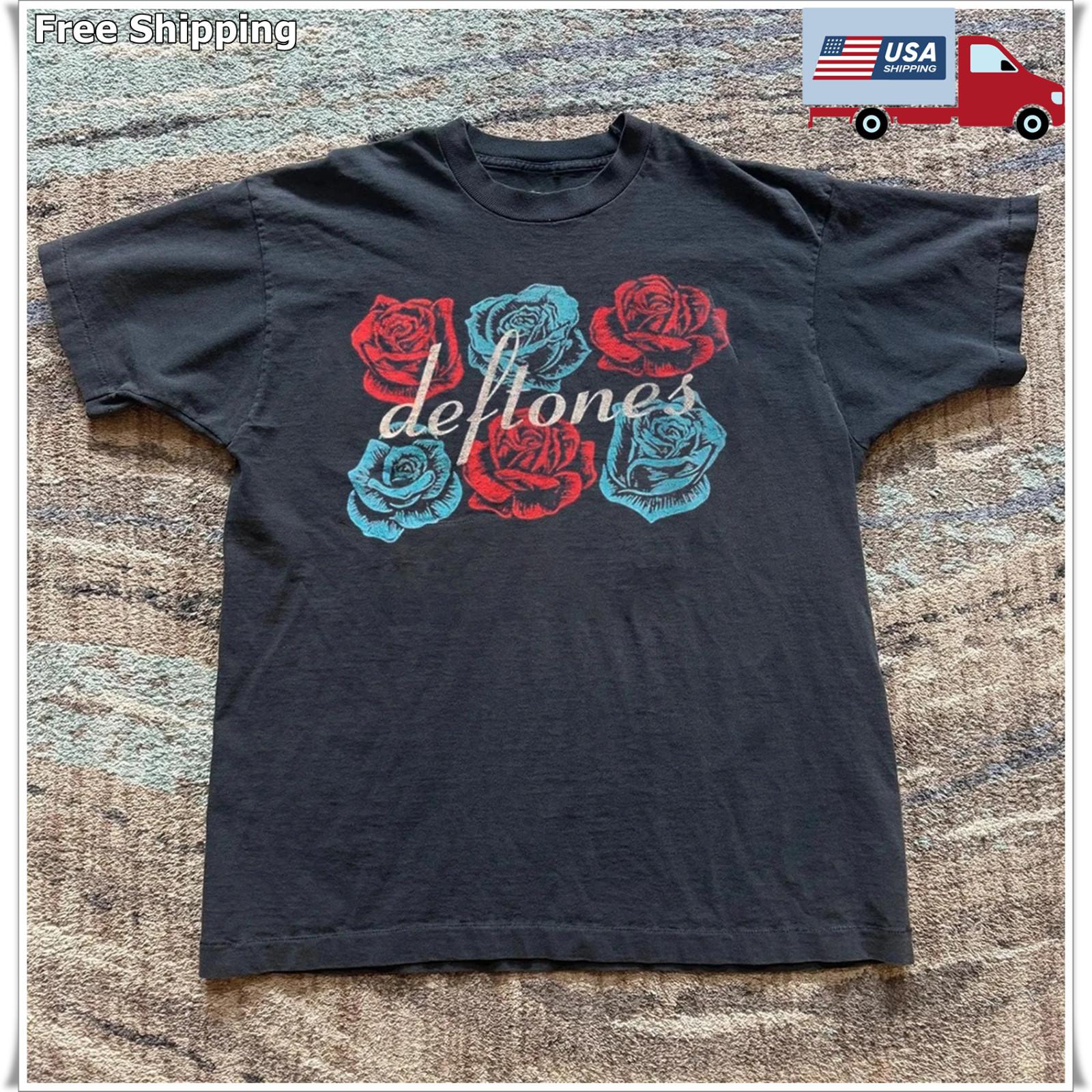 RARE! Deftones Self Titled Roses Unisex Black T-shirt Size S-5XL XL