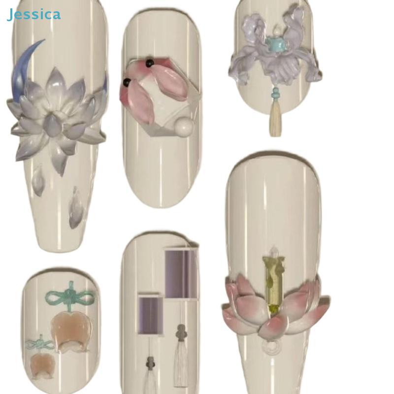 3D Silicone Nail Mold Relief Chinese Style Lotus & Tassel Design Manicure Templates