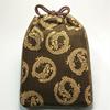Maruzen Drawstring Bag with Gusset, Shingen Bag, Maruryu Design, Made In Japan, Brown, Approx. 28 X 20 X 4 Cm