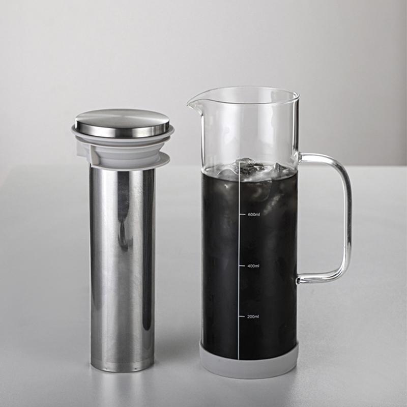 High Borosilicate Glass Cold Brew Coffee Pot 800ml Large Capacity Airtight Cold Brew Iced Coffee Pot  Portable Coffee/Tea Maker