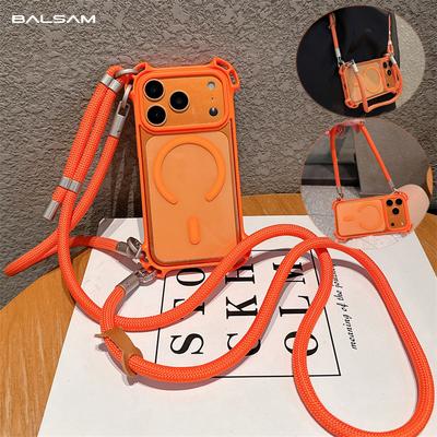 Crossbody Necklace Strap Lanyard Clear Magnetic Case For iPhone 17 16 14 15 12 13 Pro Max 16Plus 11 For Magsafe Shockproof Cover