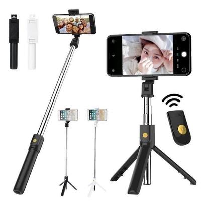 TEMPSA Bluetooth Extendable Selfie Stick 270° Rotation + White Tripod
