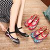 Caifeng Women's Embroidered Cloth Dance Shoes with Soft Cowhide Sole for Hanfu