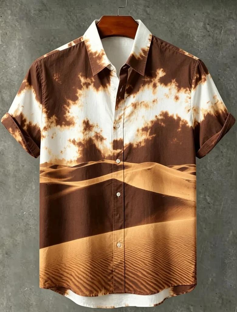 Tie-Dye Short Sleeve Button-Up Shirt, Casual Summer Essential for Daily Wear