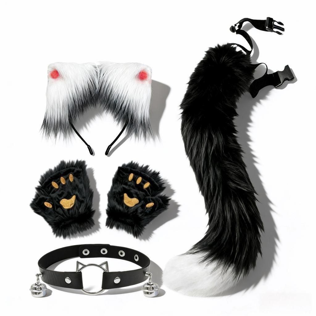 New Halloween-style fox mask for masquerade balls, featuring a half-face fox demon cat mask and a fox tail accessory