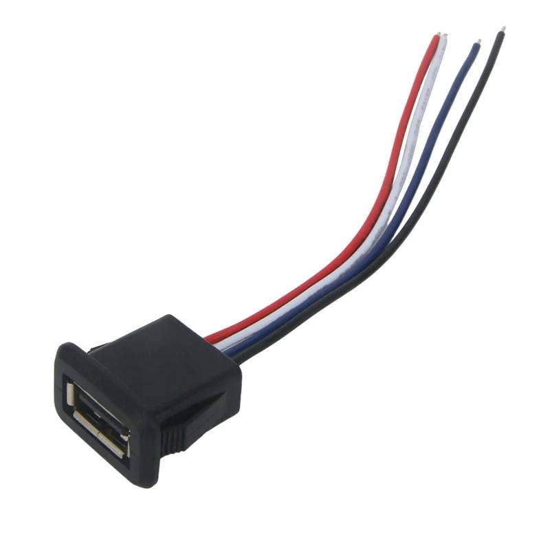 1-10 stk 2-pinners 4-pinners USB 2.0 hunn strømkontakt 2P 4P USB 2.0 ladeportkontakt datagrensesnitt med kabel USB-lader sokkel