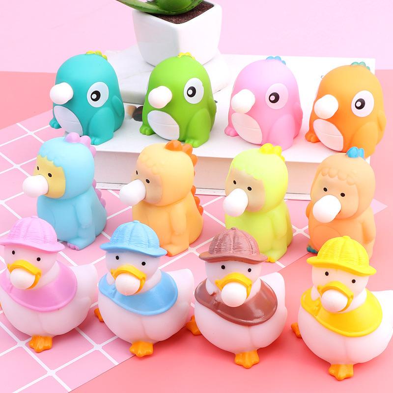 Squeezing Blowing Bubbles Duck Dinosaur Toys Playsetss Decompression Fidget Antistress Sensory Stress Reliefing Lovely Gift Present for Kids Adult