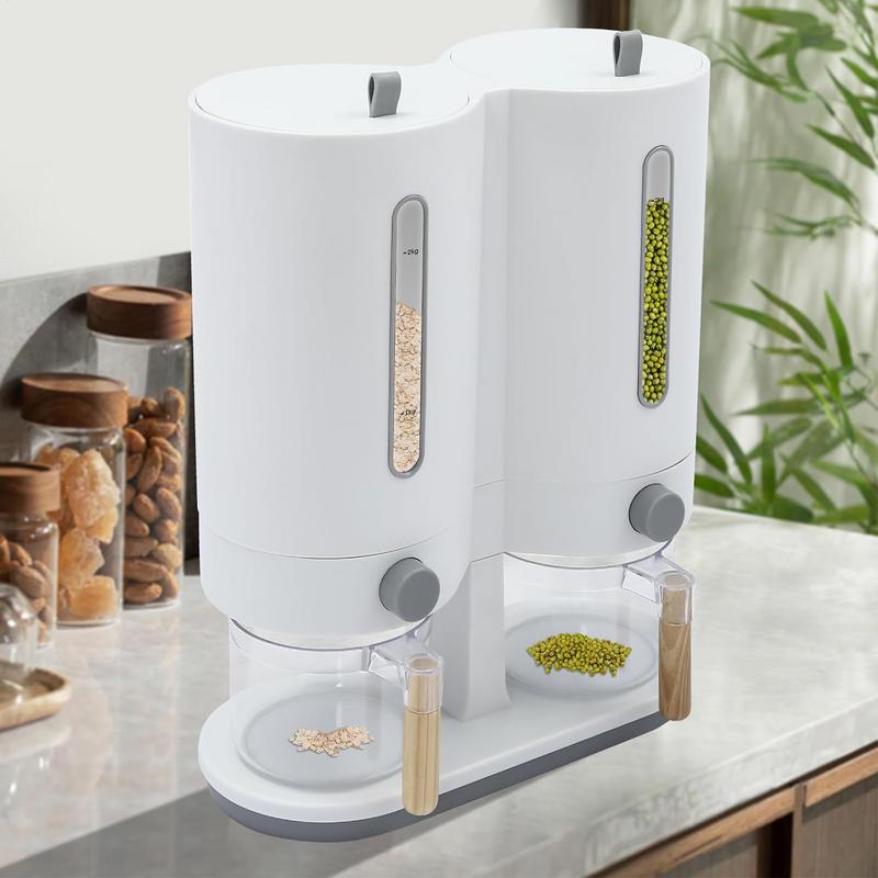 Rice Storage Dispenser 11Lbs Clear 11Lbs Rice Cereal Storage Dispenser Double Buckets Household Soybean Green Beans Preserver brazil