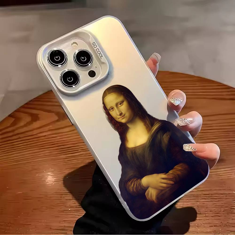 Het meisje met de parel and Mona Lisa Phone Case For iPhone 17,16,15,14,13,12,11,Pro Max,Plus Candy Silver Cover