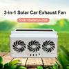 3-in-1 5000 RPM 2.5W 5.5V Solar Car Exhaust Fan with 3 Air Outlets Car Radiator Cooling Fan Air Vent Fan Eliminate Peculiar