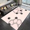 Crystal Velvet Puppy Paw Print Area Rug - Non-Slip, Soft Pink with Black & White Pads,  Polyester, Perfect for Bedro