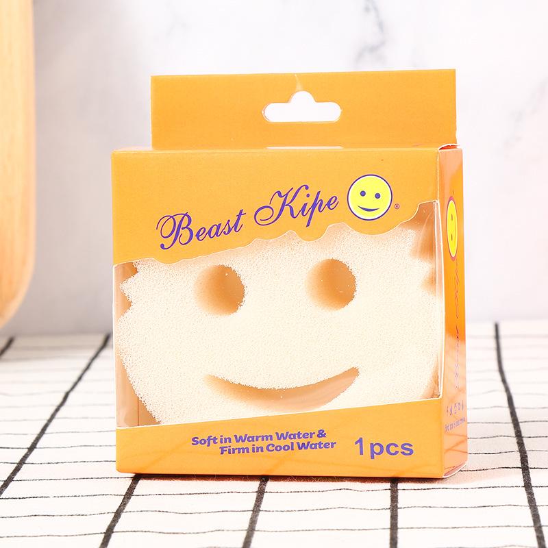 Cute Smiley Face Loofah Sponge Scrubber for Kitchen and Dishwashing
