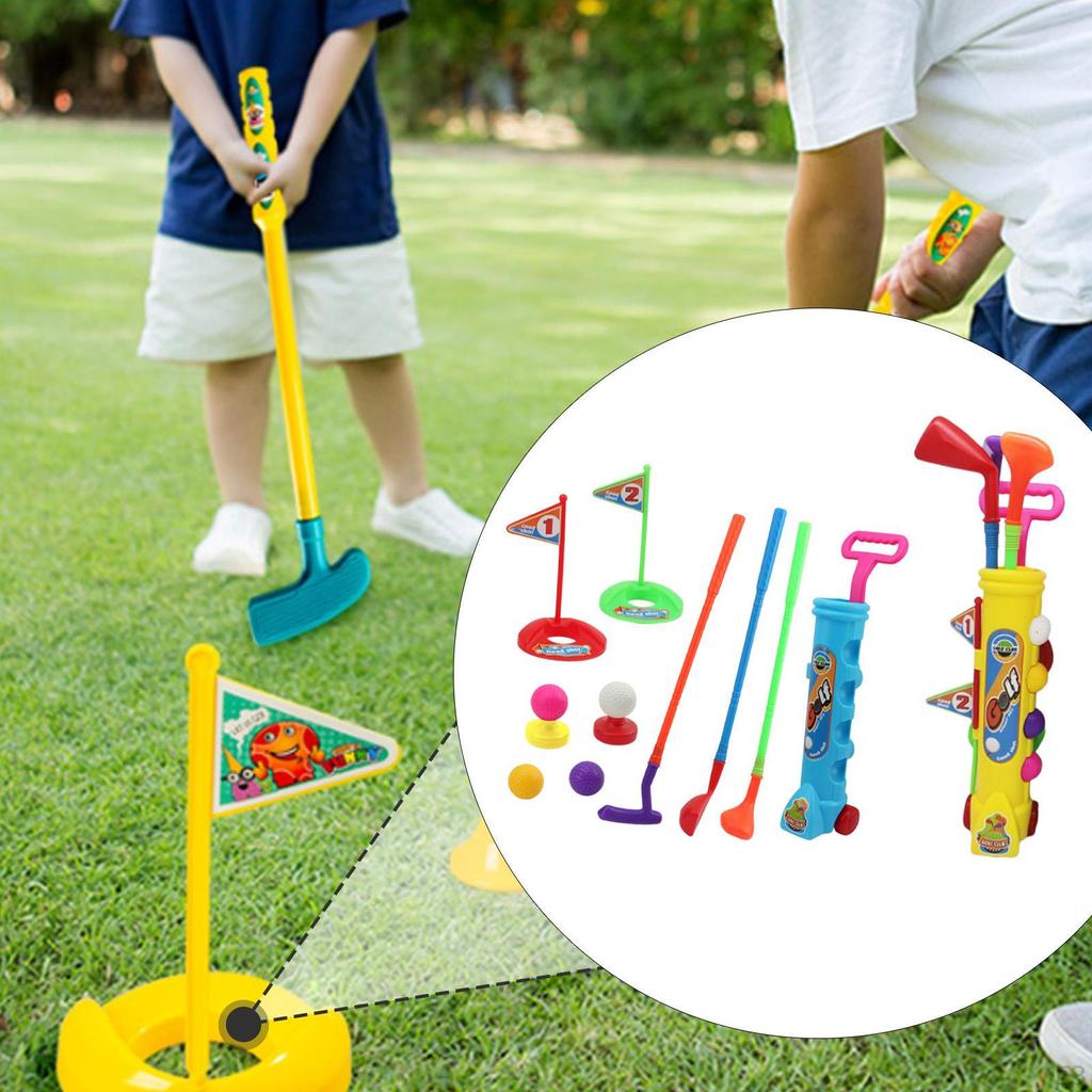 12 Pieces Kids Golf Game Play Set and Numbered Flag Practice Holes Active Exercise with Balls