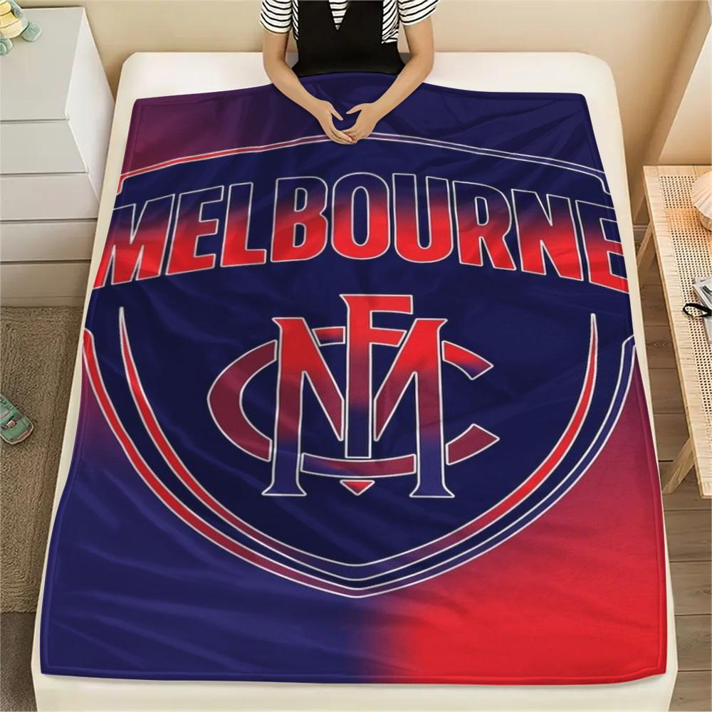 Melbourne Football Club Gradient Logo Print Flannel Blanket Soft Warm Throw Blanket For Bed Sofa Couch Sports Fan Home Decor Gift