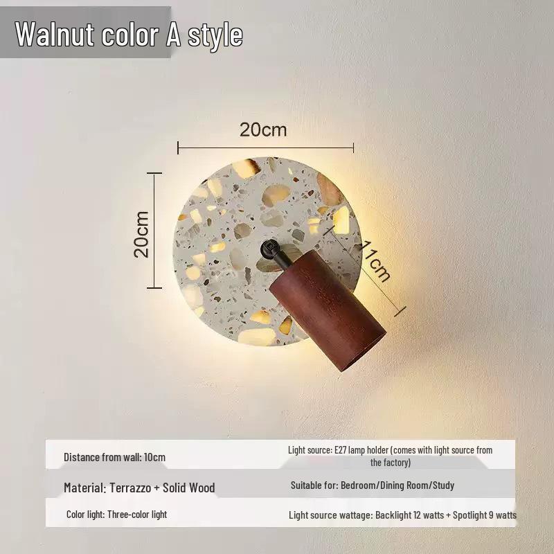 Nordische drehbare transluzente Stein-LED-Wandleuchte für Schlafzimmer im Wabi-Sabi-Stil, Nachttisch, Eingang oder Balkon.