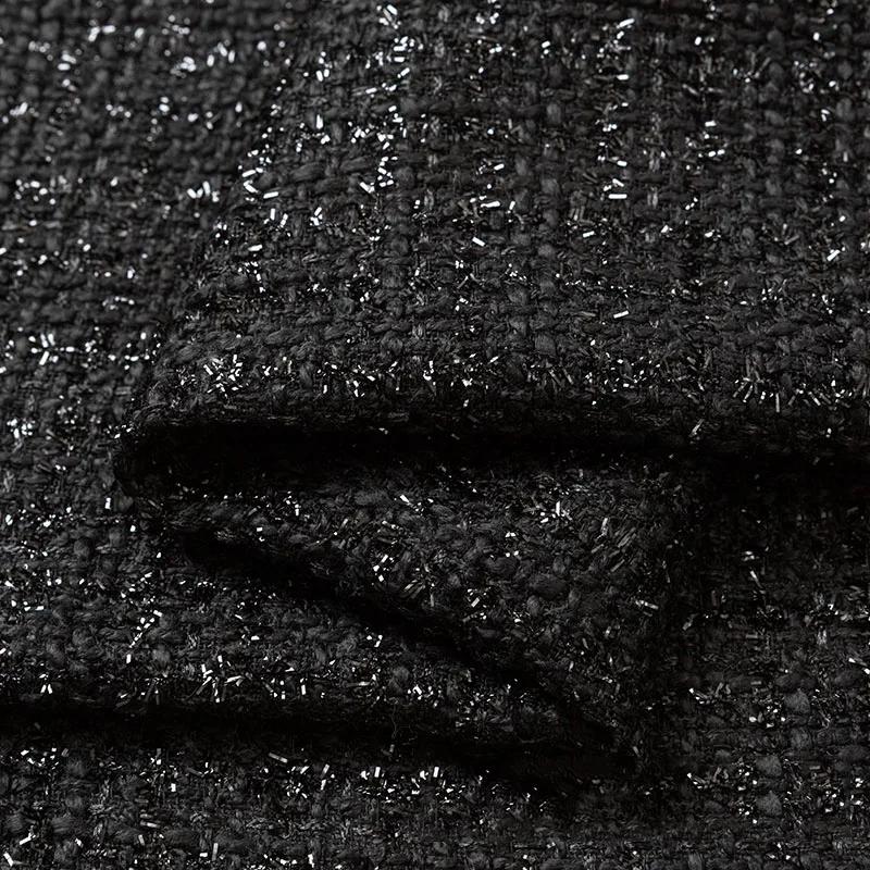 Thicken Tweed Fabric  for Vest Coat  Dress Clothing DIY Sewing Sequins Woolen Cloth Black White Red Blue By Half A Meter Winter