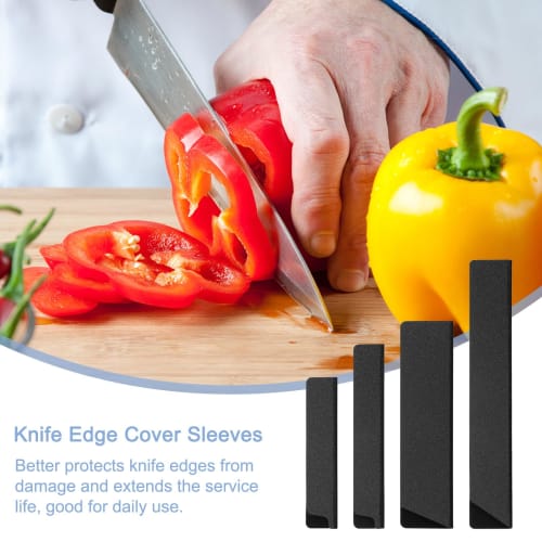 uxcell 4-Piece Set Knife Edge Guard ABS Knife Cover Sleeve Knife Case Blade Protector Universal Knife Sheath for Home Kitchen Knives