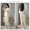 Pajamas Ladies Summer Cotton Short Sleeve Thin Spring and Autumn Cropped Pants Homewear Suit New Summer