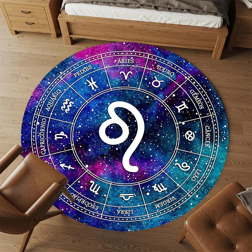 1pc Astrology Zodiac Round Chair Mat Area Rug - Non-Slip, Floor Mat for Office, Bedroom, and Indoor Decor C1125405
