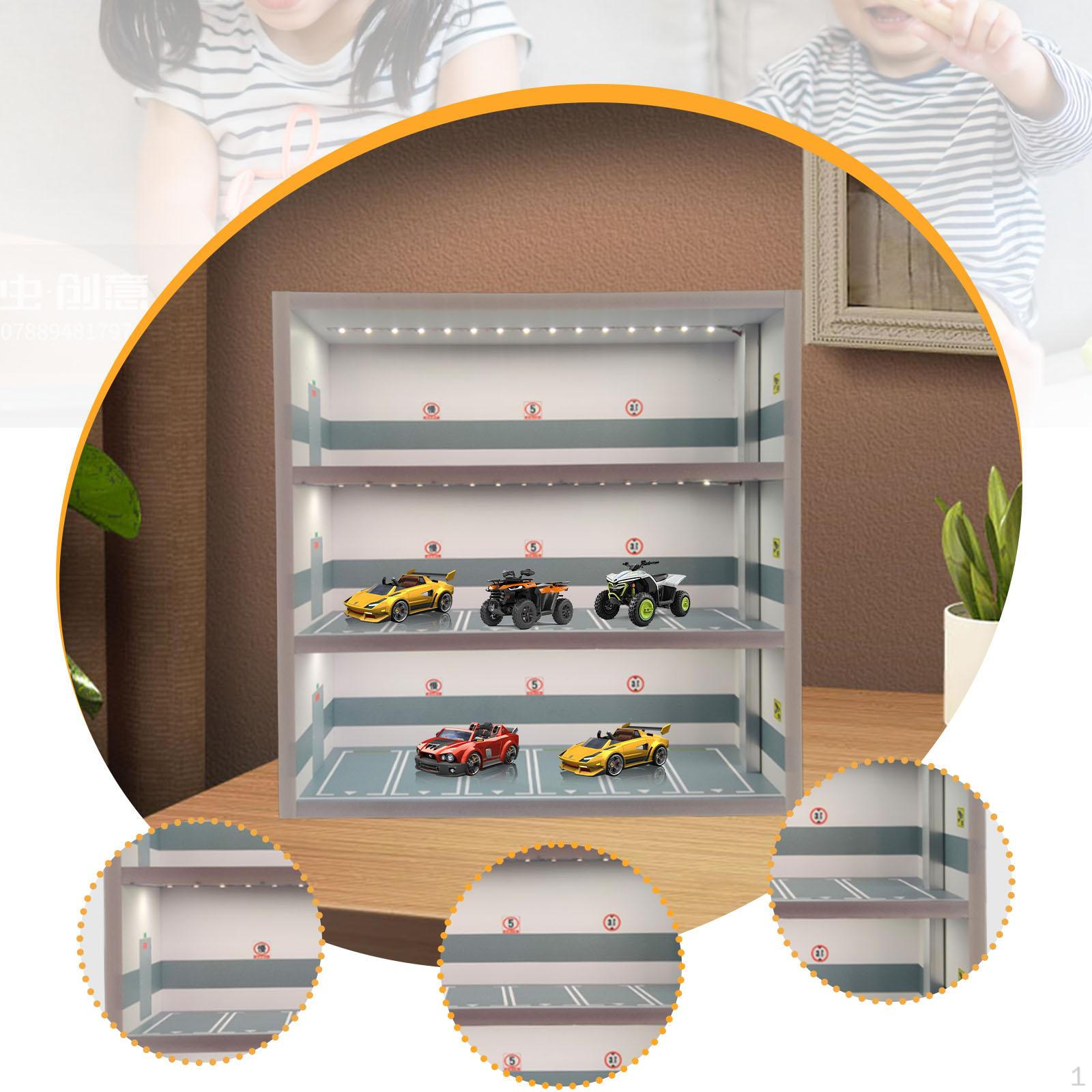 

1/64 Модель автомобиля Витрина Гараж Диорама Сцена на парковке Декоративный, Микро Ландшафтный Декор, Gray