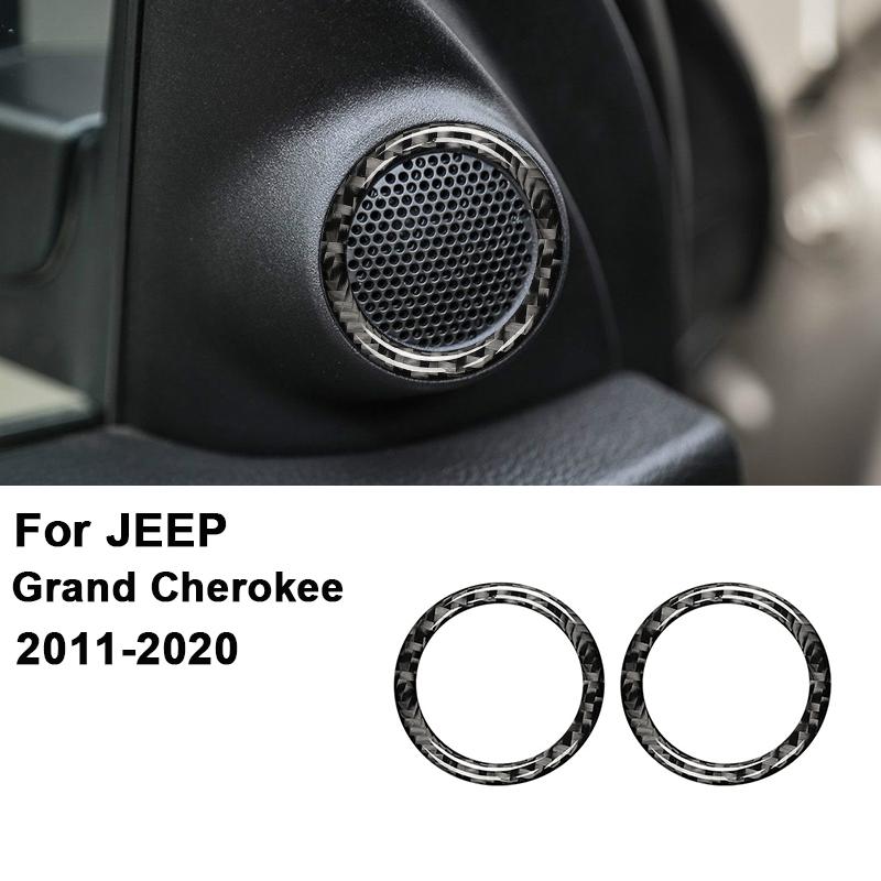 For JEEP Grand Cherokee 2011- Carbon Fiber Car A-Pillar Audio Speaker Tweeter Panel Frame Decoration Sticker Interior Parts