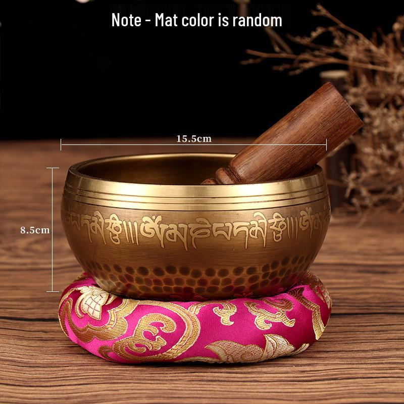 Nepal Bronze Six-Syllable Mantra Tibetan Singing Bowl for Meditation and Incense, Buddha Sound and Chime Bowl.