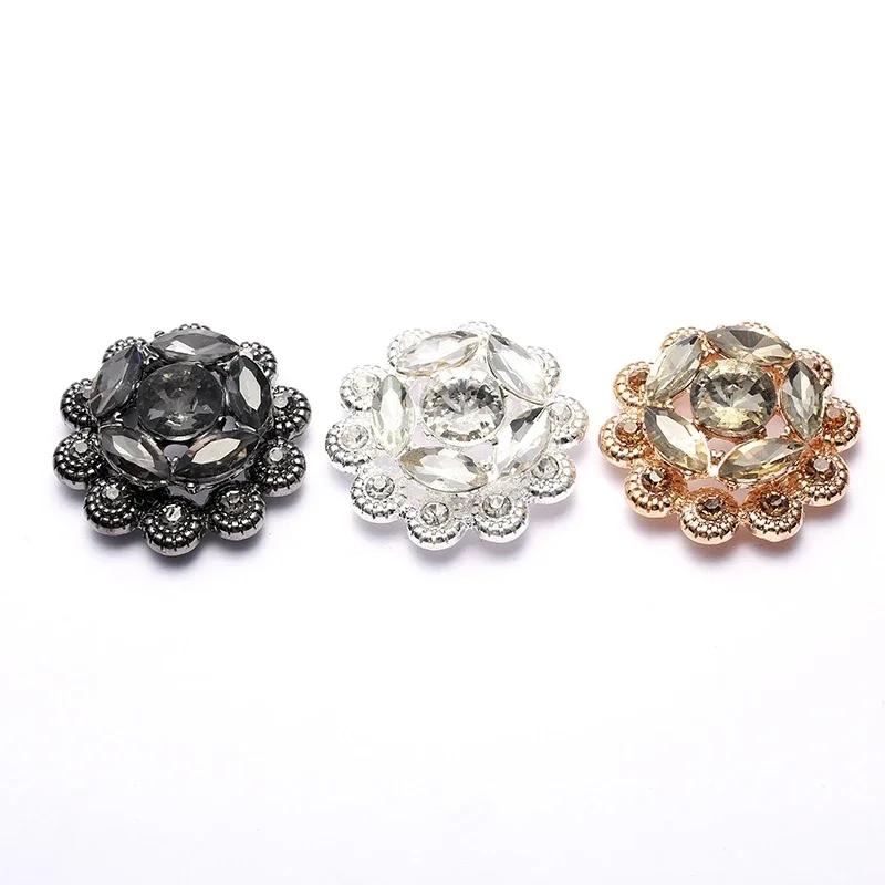 1pcs Rhinestone Duckbill Buckle Brooch Sleeve Buttons DIY Sewing For Mink Fur Coat