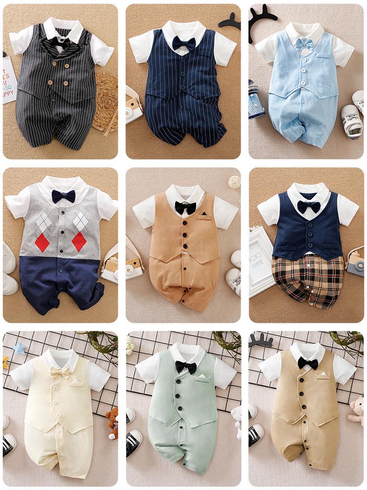 Heren Korte Mouw Zomer Romper voor Pasgeboren en Baby Jongens (0-1 Jaar) - Babykleding