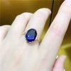 Russia 585 Purple Gold Inlaid Egg Surface Bluestone Ring Rose Gold Plated High-End Fashion Open Ring