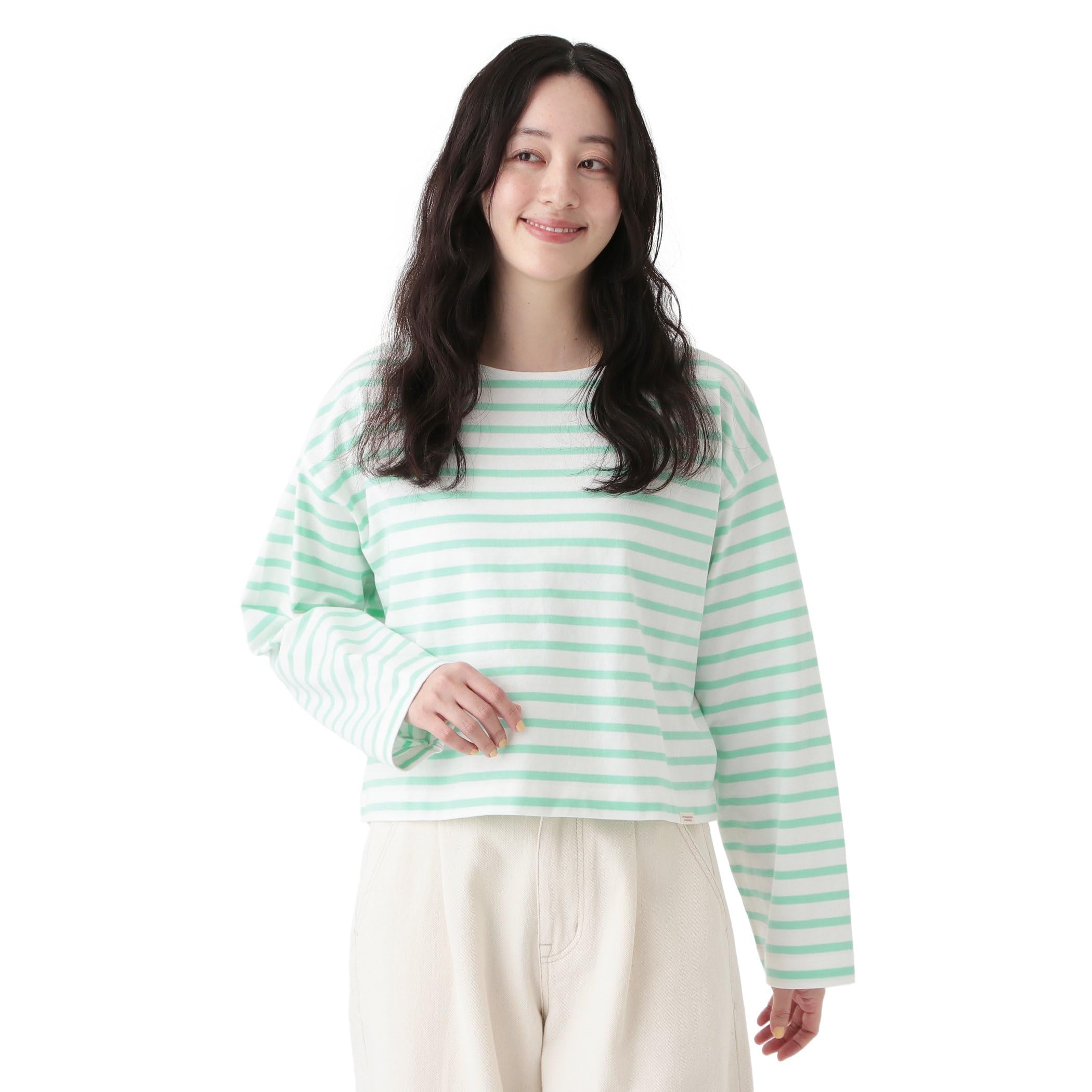 

Afternoon Tea Living T-Shirt JJ29 MON JOURNAL Border Cropped Pullover, Green