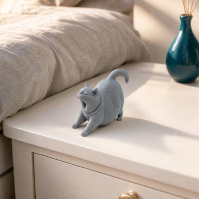Statua di Gatto Sbadigliante Stampata in 3D, Carina Statuetta di Gatto Addormentato per Scaffale Camera da Letto, Decorazione Moderna Minimalista per la Casa Regalo per Amanti dei Gatti