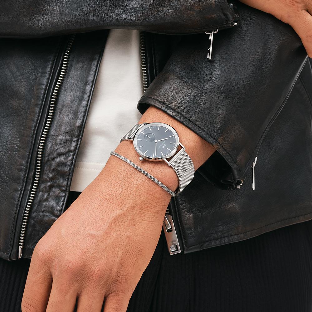Danielwellingteon Classic Multi-Eye Mesh Onyx Black Dial Silver Metal Watch