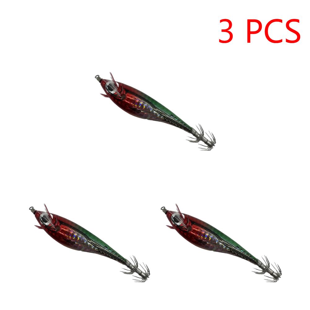 1-3Pcs Luminous Artificial Squid Hook Horizontal Bionic Shrimp Baits Wood Shrimp Cuttlefish Hard Bait for Cuttlefish Sea Fishing