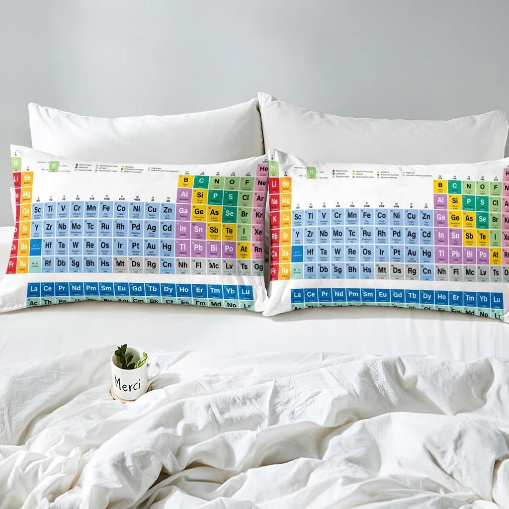 Tavola periodica degli elementi chimici Copripiumino Scienza chimica Set copripiumino a tre pezzi Decorazione camera da letto