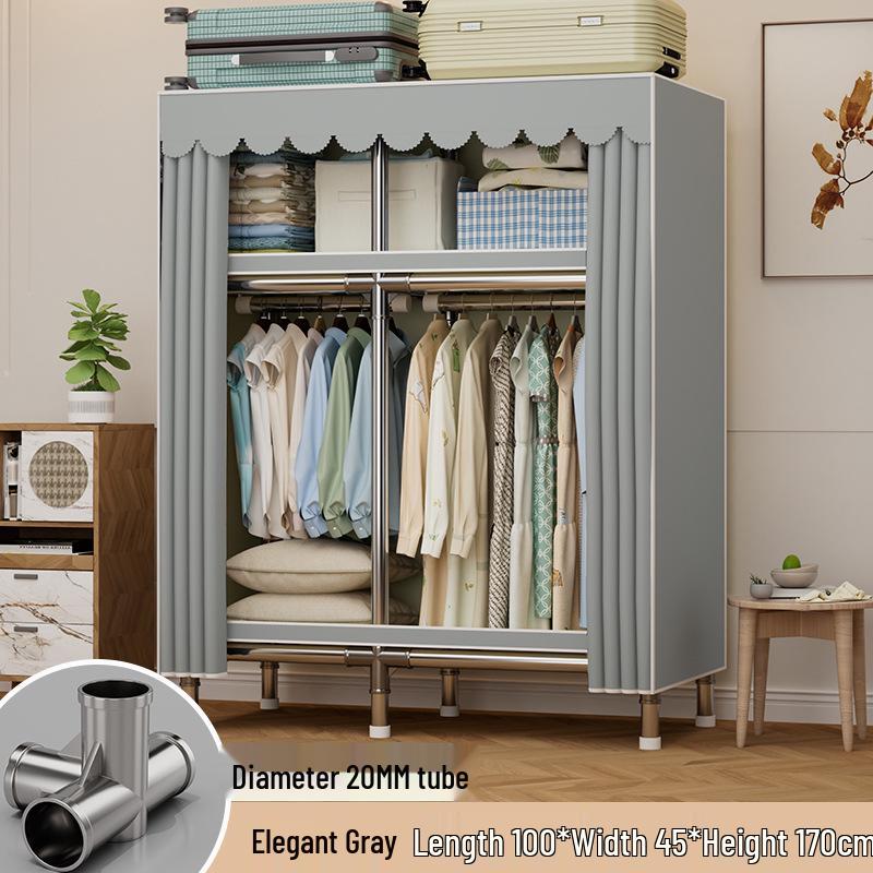 Sturdy Reinforced Steel Frame Fabric Wardrobe for Home & Bedroom Use