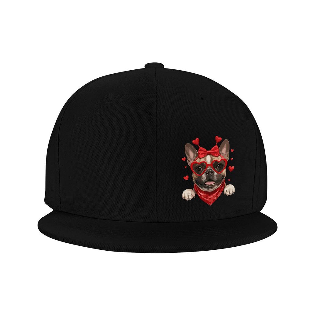 French Bulldog Valentine Love Dog Baseball Cap Adjustable Snapback Hat for Adults