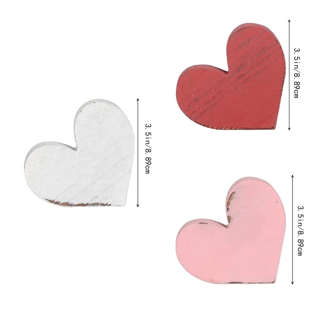 6Pcs/Set Love Wooden Ornament Heart Shaped Anniversary Wedding Decoration Crafts Peach Heart Atmosphere Valentine's Day Gift