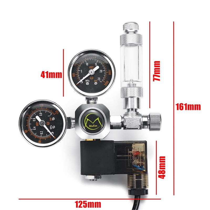 G5/8 W21.8 Aquarium Co2 Regulator System With Check Valve Bubble Counter Magnetic Solenoid Carbon Dioxide Meter